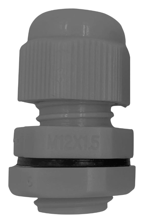 PRO ELEC - Grom Kabel Nilon, M12, Julat Kabel 3-6.5mm, Kelabu, IP68