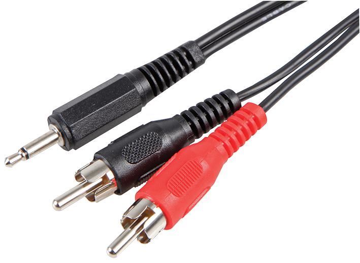 Pro Signal Cable Audio 3.5mm Mono a 2 RCA, 1m Negro