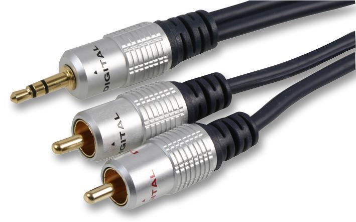 Pro Signal 3.5mm to 2x RCA Stereo Audio Lead, 0.5m - Blue