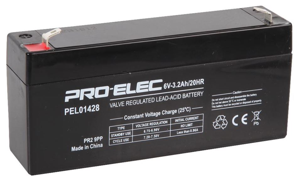 PRO ELEC 3.2Ah 6V AGM 鉛蓄電池
