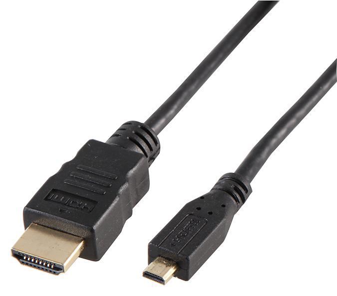 PRO SIGNAL HDMI Lead A Male to Micro D Male, Gold Plated, 3m Black