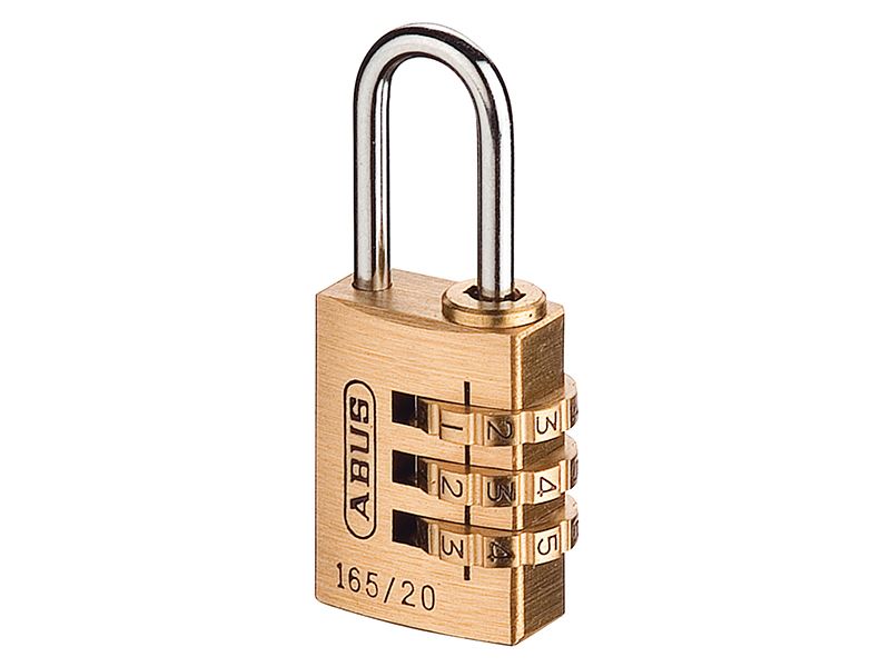 ABUS 165/20 Combination Padlock, Brass & Steel, 3-Digit, 20mm
