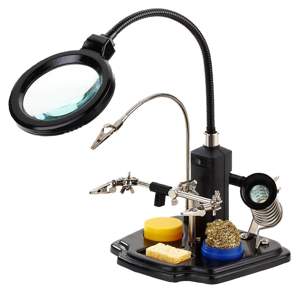 DURATOOL Lupa LED con Soporte para Soldar y Tercera Mano