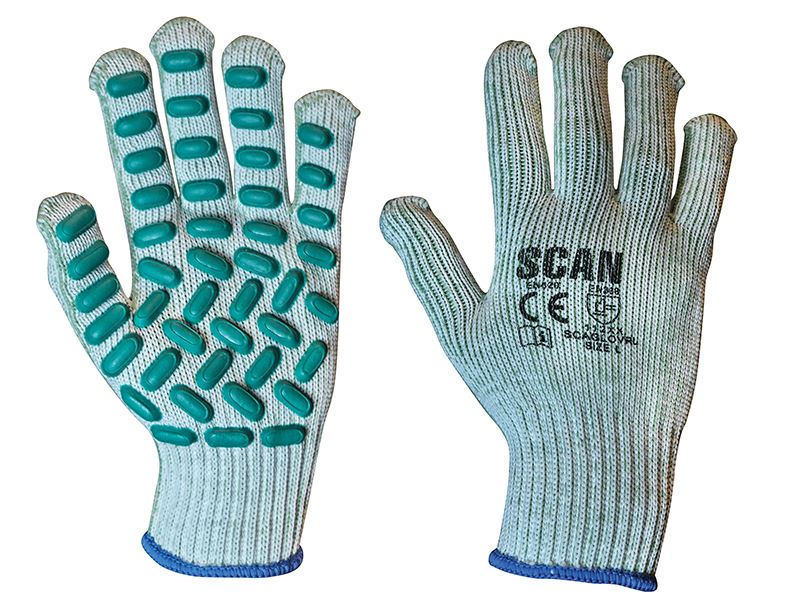Scan Vibration-Resistant Latex Foam Gloves, Large (Size 9)