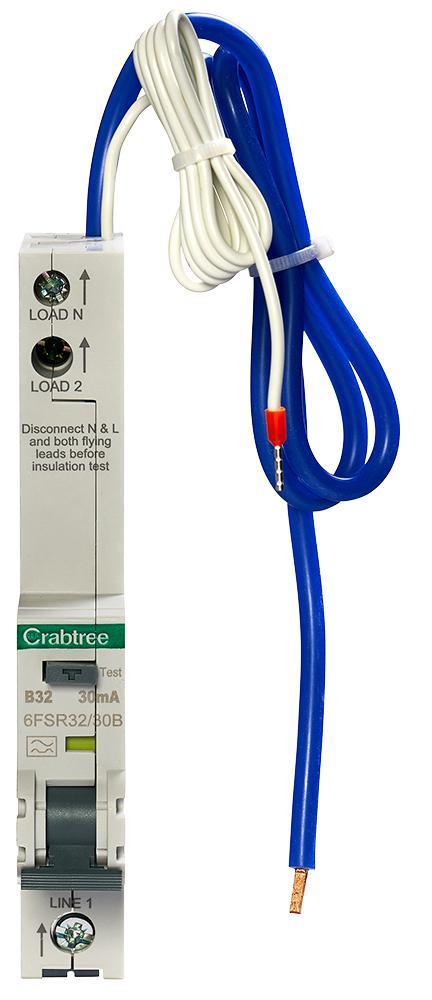 CRABTREE Loadstar 32A 30mA RCBO, עקומה B, 6kA