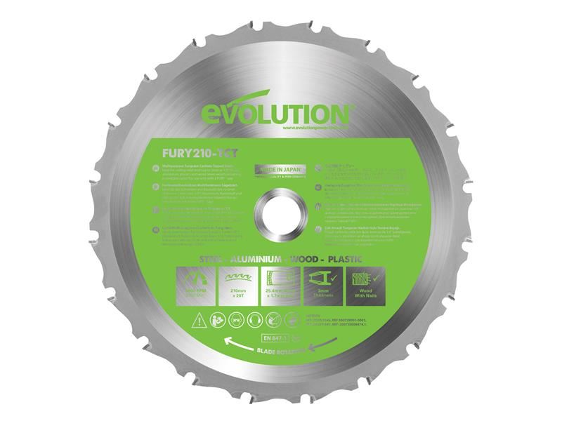 Evolution FURY® Blade Sábha Ciorcláin Ilghnéitheach TCT 210x25.4mm