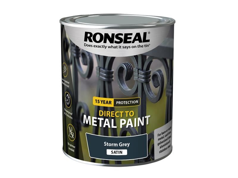 Ronseal Direct to Metal Paint, Storm Grey Satin, 750ml