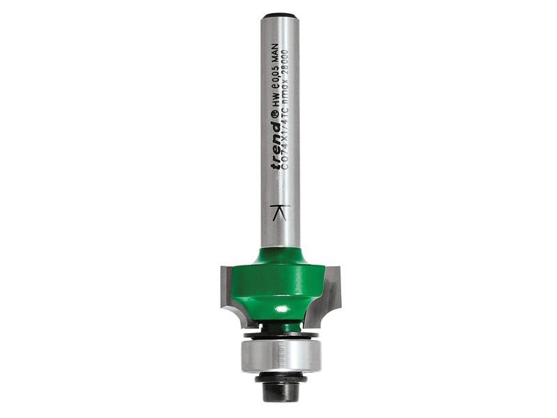 Trend C074 1/4in Round Over Router Bit, 3.2mm Radius, 9.5mm Cut