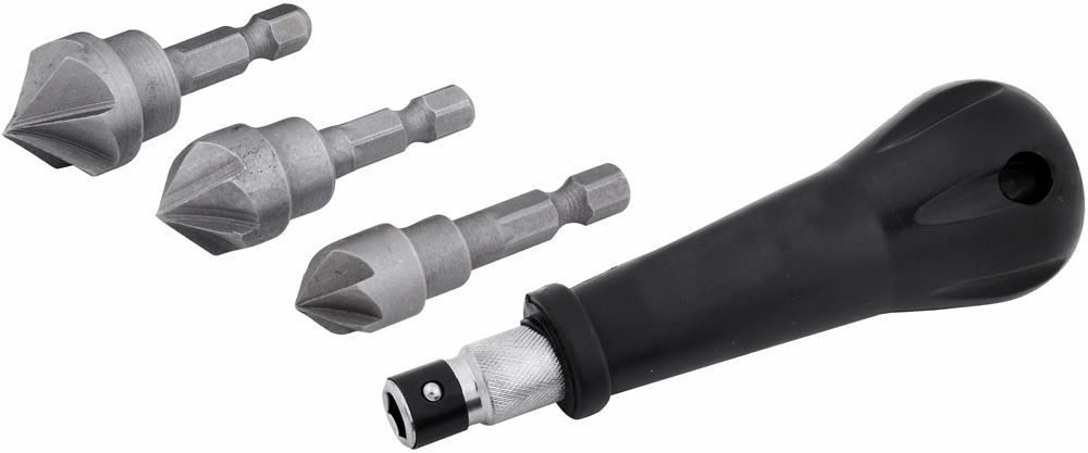 Rolson Tools - Ensemble de 4 fraises à chanfreiner manuelles (12, 16, 19 mm)