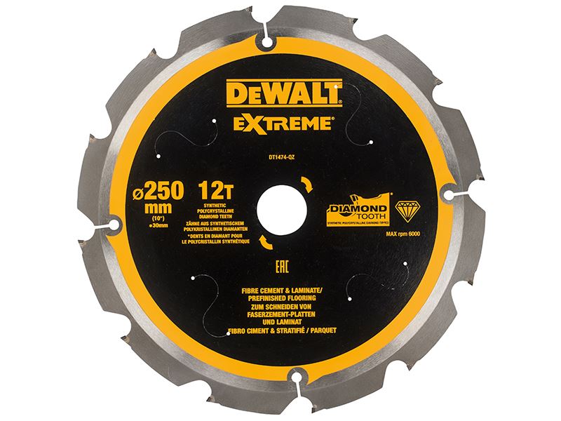 DEWALT Disco de Sierra PCD Extremo para Fibrocemento 250x30 mm 12D