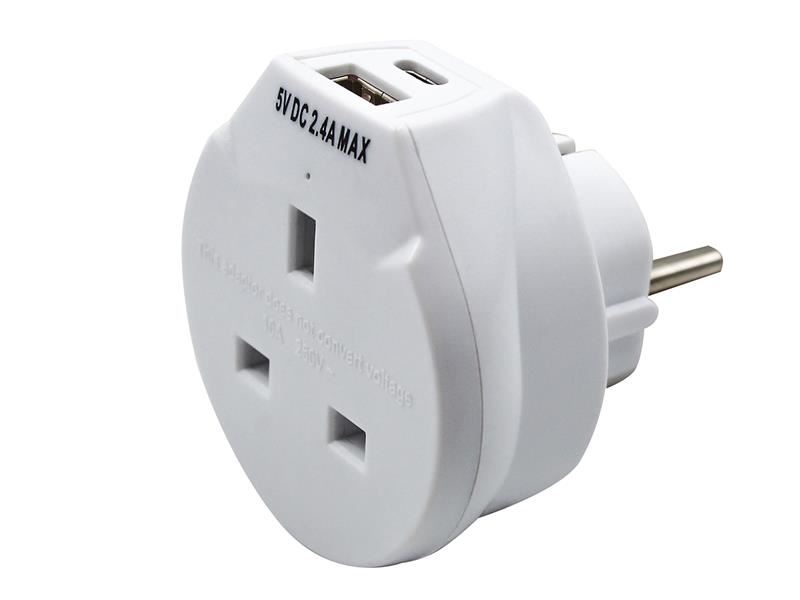Uni-Com Travel Socket with USB-A & USB-C Charging