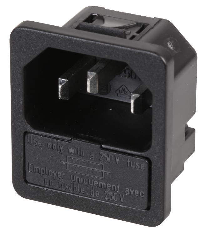 SCHURTER Βυθιζόμενο θήκωμα C14 με ασφάλεια, 4.8mm, 1.5mm