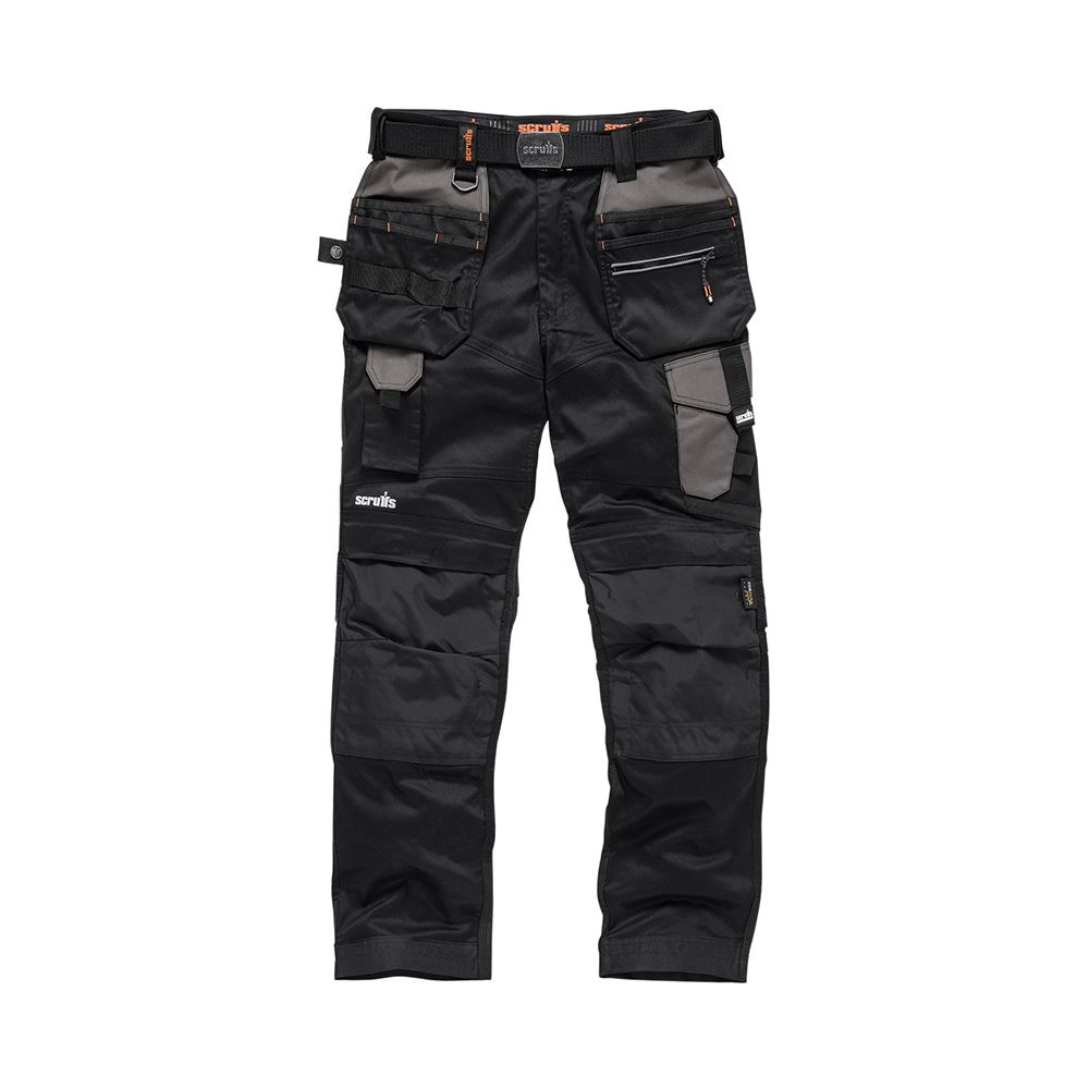 Scruffs Pro Flex Trouser Black, 34R, Stretch Fabric & Cordura® Reinforcements
