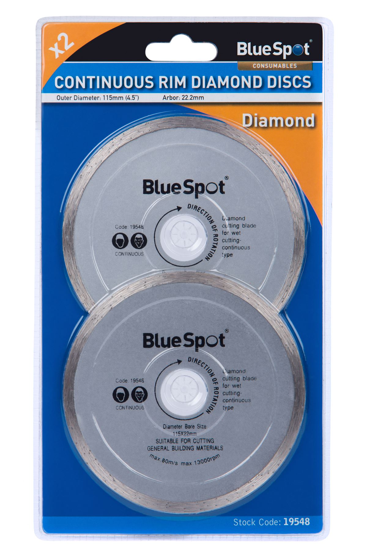 Blue Spot Tools 2 Dischi Diamantati a Corona Continua 115mm (4,5 pollici)