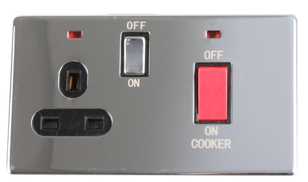 Interrupteur pour cuisinière PRO ELEC 45A sans vis avec témoins, chromé satiné