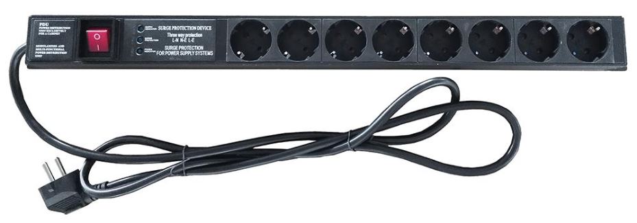 LMS DATA PDU עם הגנת נגד מתח, 8 יציאות Schuko, 16A לרשת חשמל