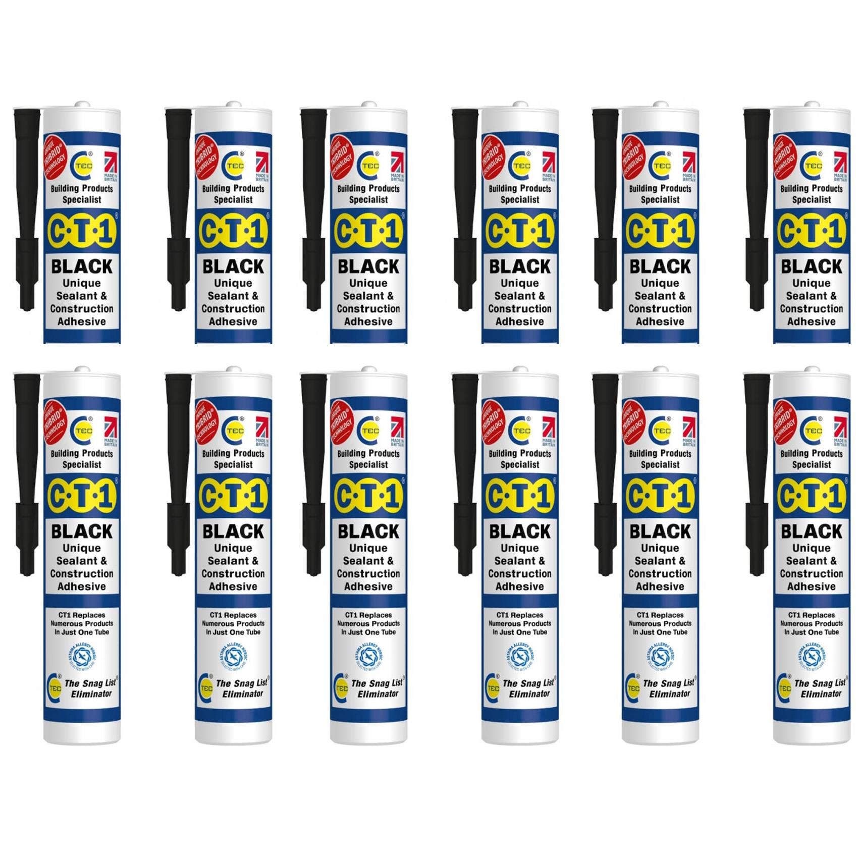 CT1 Black Construction Sealant & Adhesive with TRIBRID Tech – Pack of 12