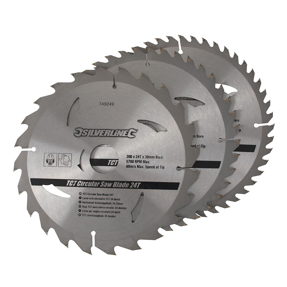 Silverline TCT Circular Saw Blades 24/40/48T Set (3pk)