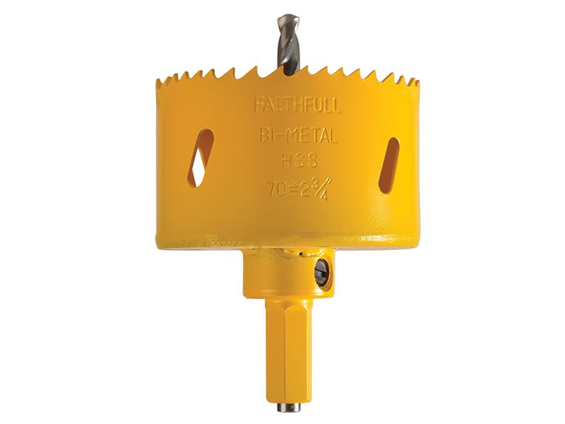 Faithfull Soffit Cutter Holesaw, HSS, 70mm with Integral Arbor