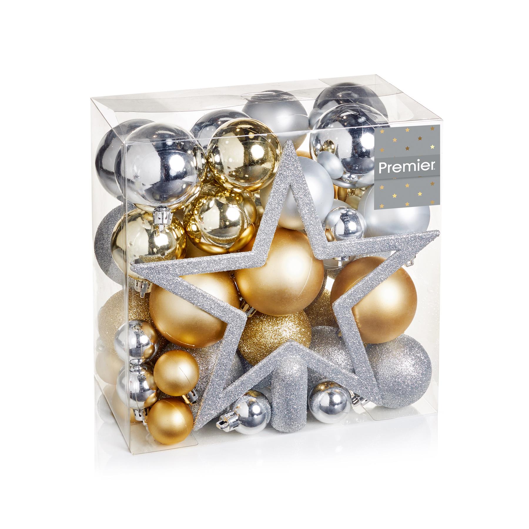 Premier 50 Piosa Pacáiste Bauble Measctha, Ór agus Airgead