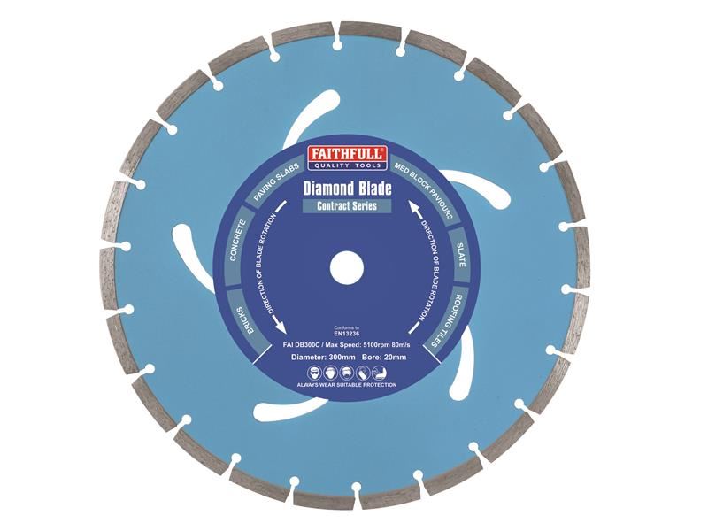 Faithfull Disco Diamante para Construcción 300x20mm, Segmento Sinterizado