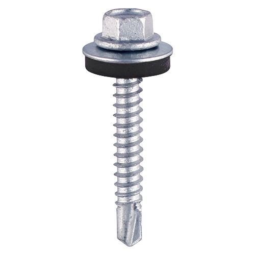 Timco Self-Drilling Hex Screws, Zinc, EPDM Washer, 5.5x60mm (100 Pack)