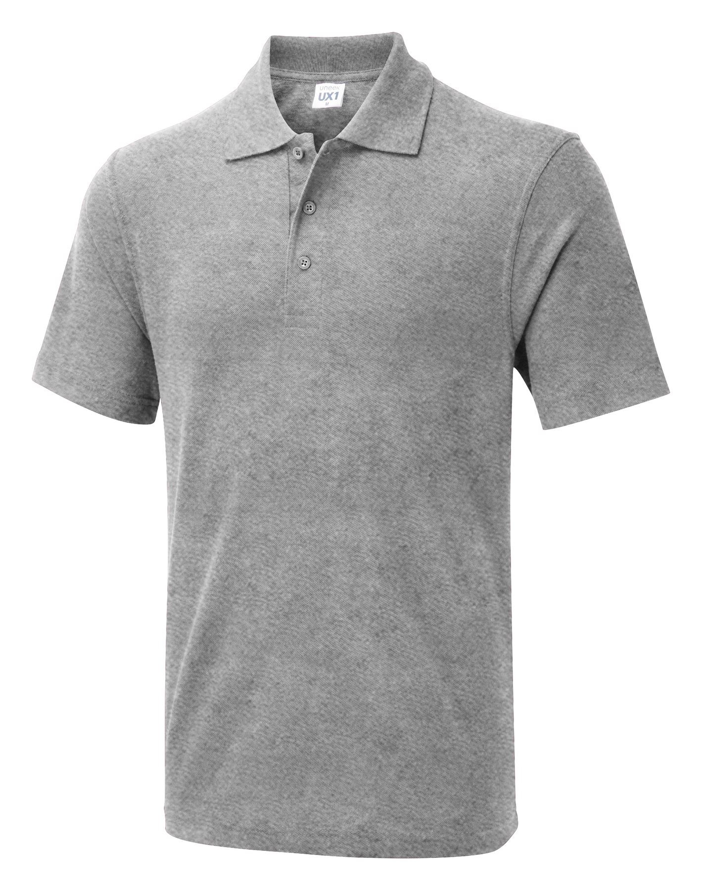 Uneek Unisex UX Polo - Heather Grey, XL, 50% Polyester 50% Cotton