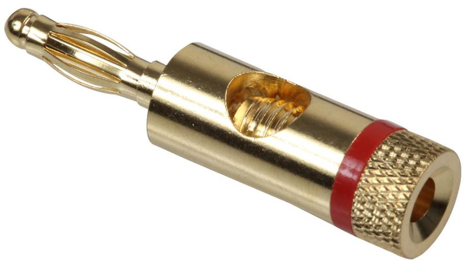 PRO SIGNAL - Penyambung Pisang 4mm, Bersalut Emas, Merah