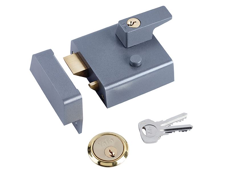 Yale P1 Double Security Nightlatch, 60mm Backset, Dark Grey, High Security