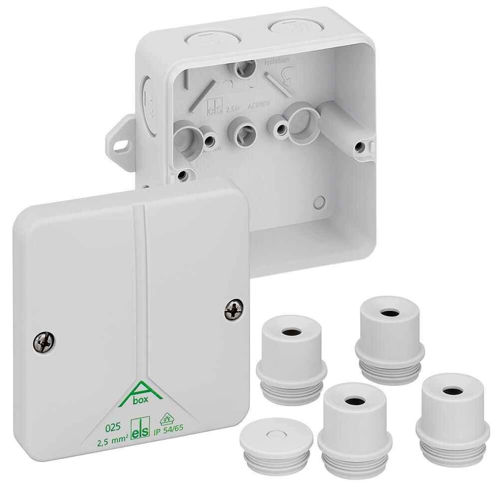 SPELSBERG IP65 ABox Polystyrol-Anschlussdose mit Montageösen 82x82x51mm
