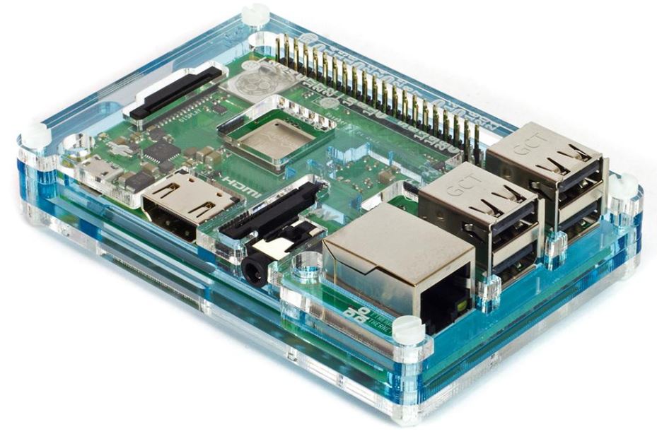 PIMORONI מארז Pibow 3 B+ קופה לרספברי פאי, אקריליק כחול