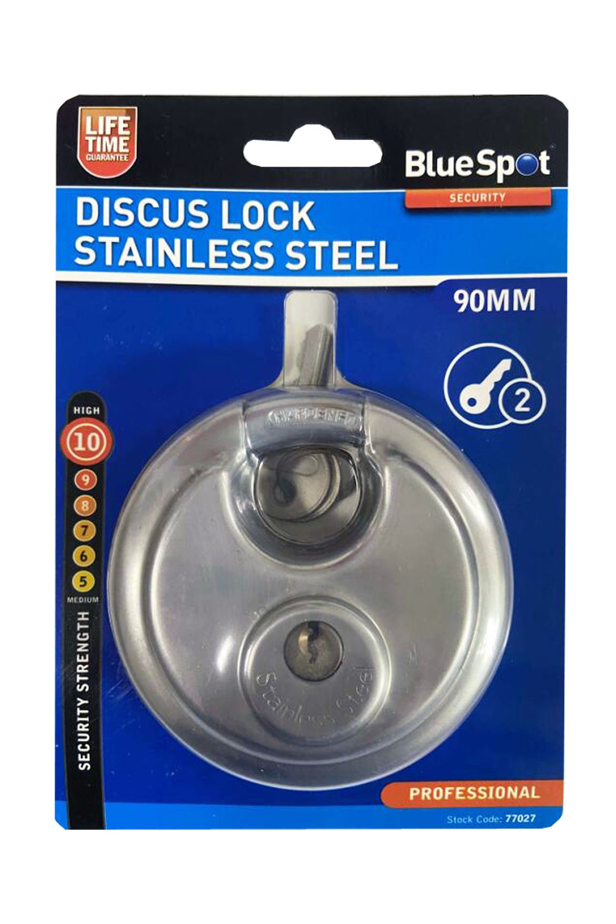 Blue Spot 90mm Discus Lock, Stainless Steel