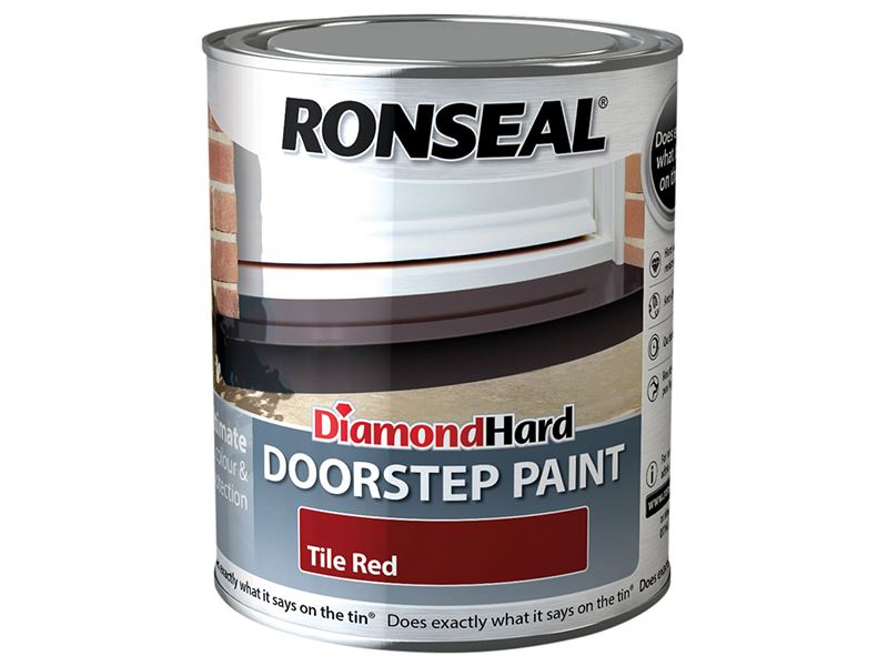 Ronseal - Péint Doorstep Crua Diamantach, Dath Dearg, 750ml