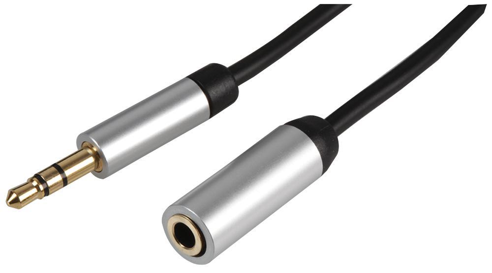PRO SIGNAL Cable Extensión Jack Estéreo 3,5mm, Aluminio, 2m