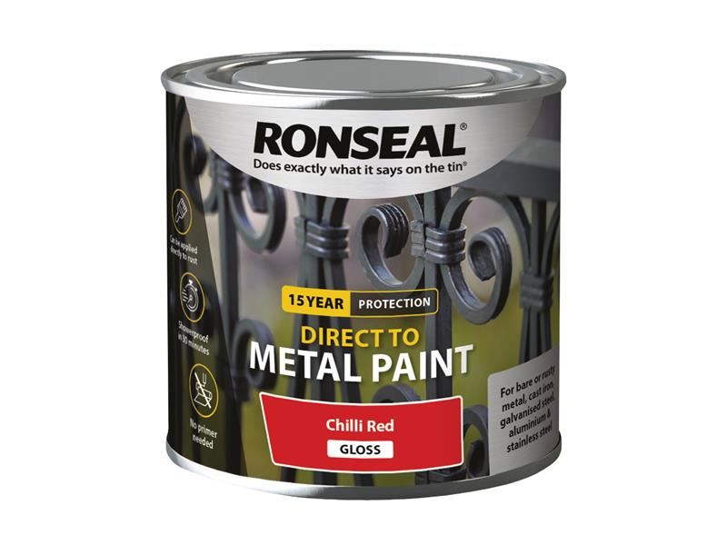 Ronseal Pintura Directo al Metal - Rojo Chilli Brillante 250ml
