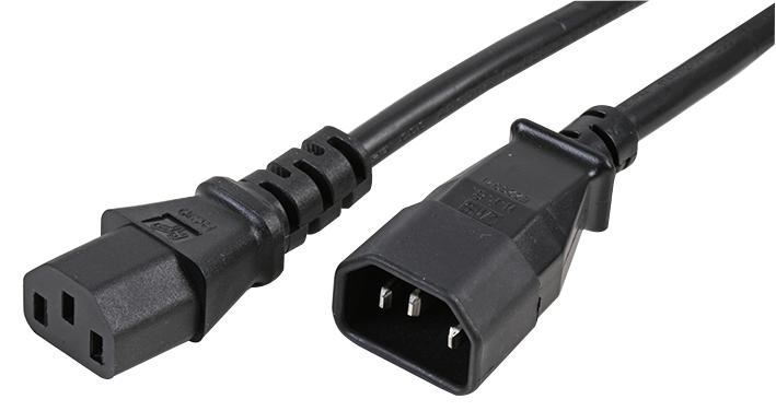 PRO ELEC Cable alargador IEC C14 a C13, 10A, 5m, Negro