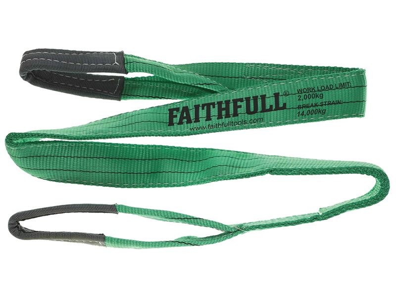 Faithfull グリーンリフティングスリング 2トン耐荷重 60mm×2m