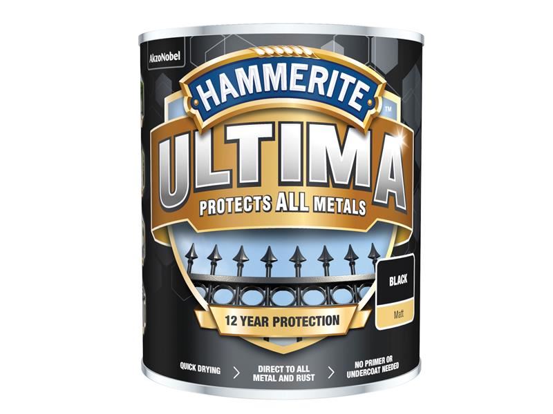 Hammerite Ultima Metal Paint, Matt Black, 750ml