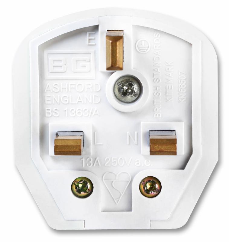 MASTERPLUG 13A Wit Netsnoerplug met Zekering, BS1363