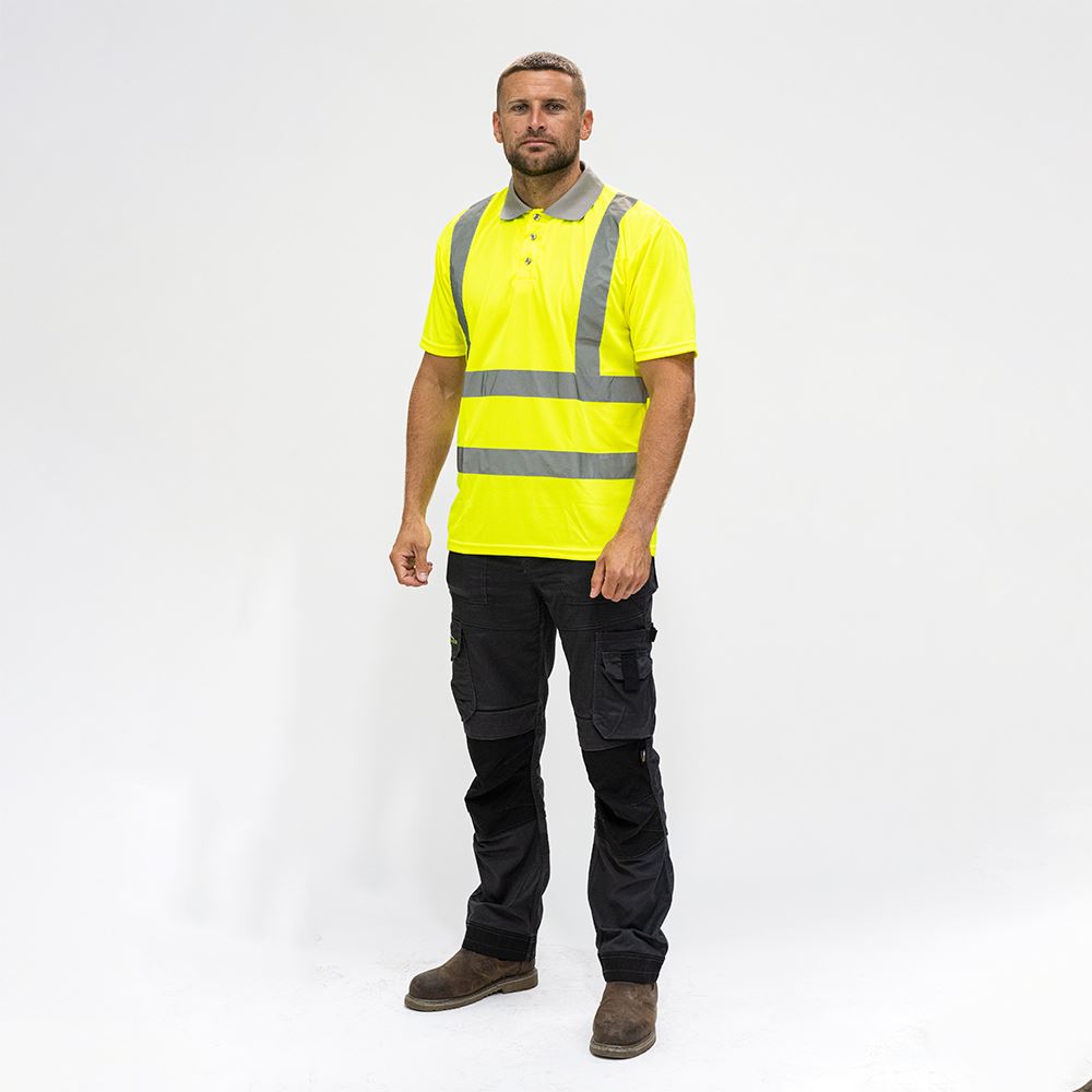 Timco Hi-Vis Short Sleeve Polo Shirt - Yellow, XXXL