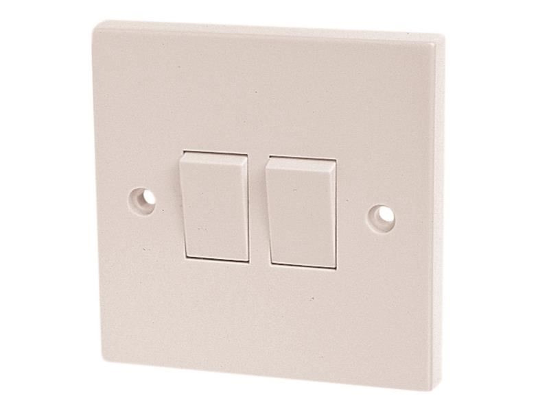 Dencon 2-Gang 2-Way Light Switch, White, 10A