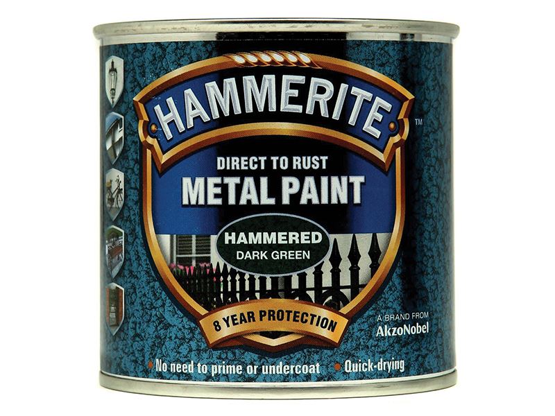 Hammerite Pintura Metalizada Efecto Martillado en Verde Oscuro, 250ml