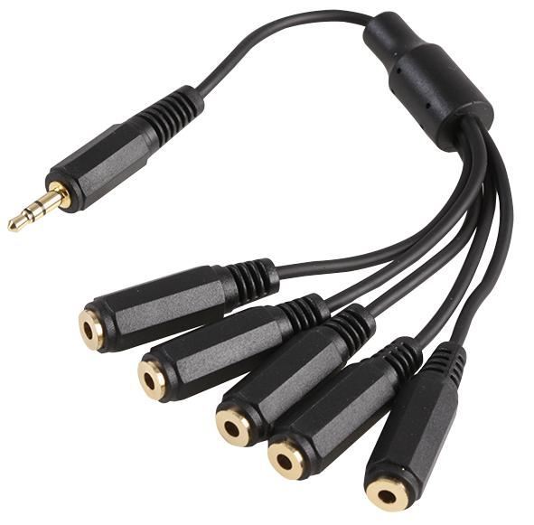 PRO SIGNAL - 3,5 mm Stereo-Klinkenstecker auf 5-fach Klinkenbuchsen, 15 cm sch