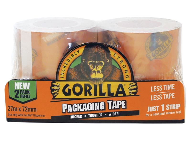 Gorilla Nastro da Imballaggio Ricarica, 72mm x 27m (Confezione da 2)