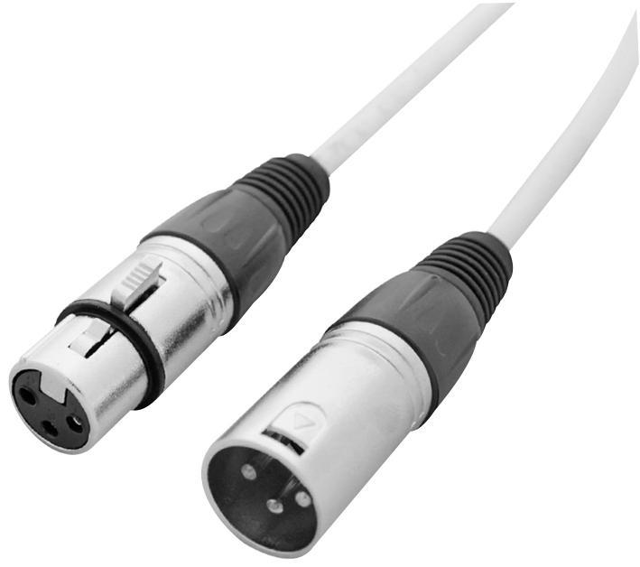 LEDJ Cabo DMX XLR Macho/Fêmea 3-Pinos, 5m, Branco