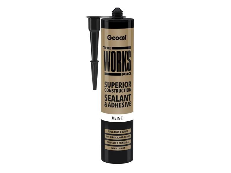 Geocel THE WORKS PRO Sealant & Adhesive, Beige, 290ml