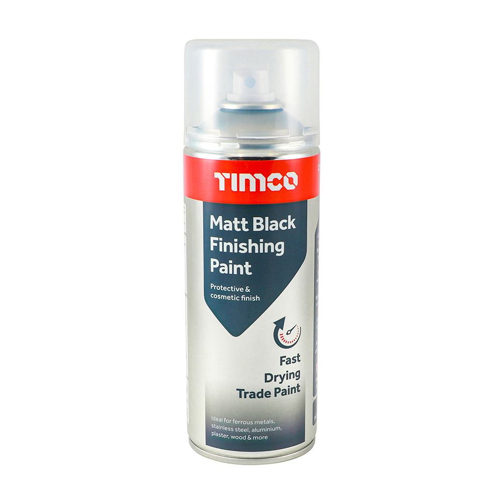 Timco Matt Black Acrylic Finishing Paint, 380ml