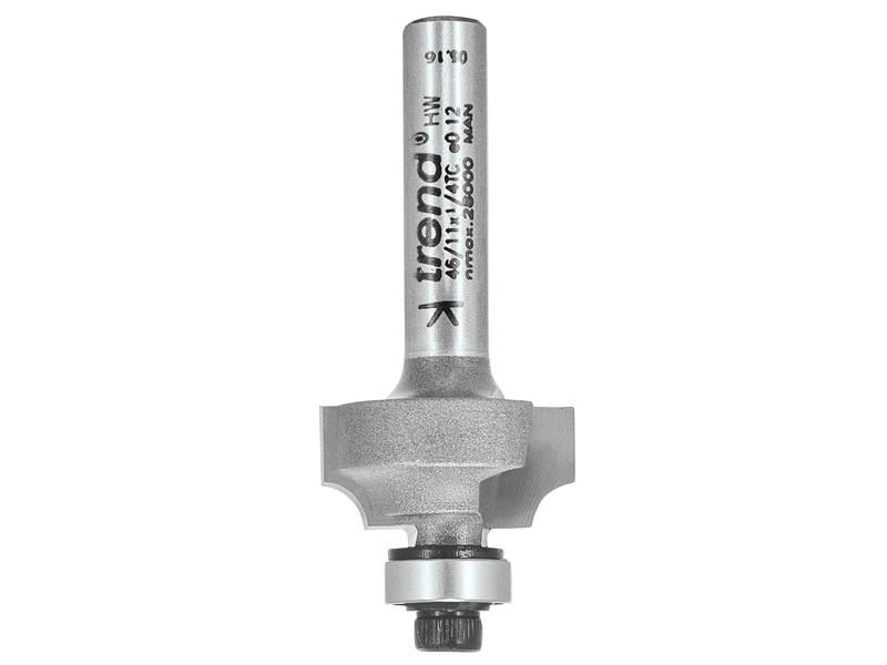 Trend 46/11 x 1/4in TCT Bearing Guided Ovolo & Round Over Cutter, 3.2mm Radius