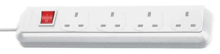 Brennenstuhl Eco-Line 4 Gang Extension Lead, 1.5m, White