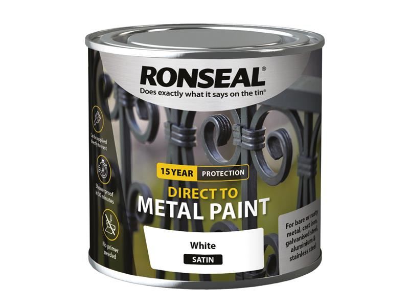 Ronseal Direct to Metal Paint, White Satin, 250ml